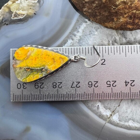 Sterling Silver Southwestern Style Teardrop Eclipse Jasper Dangle Earrings - Picture 10 of 10